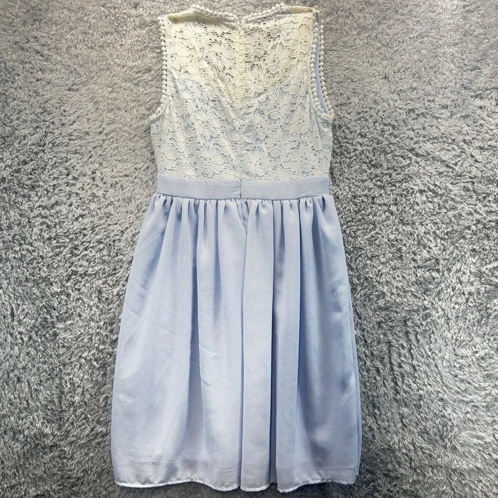 Altar'd State Light Blue Lace A-Line Dress Sleeveless V-Neck Knee Length Small